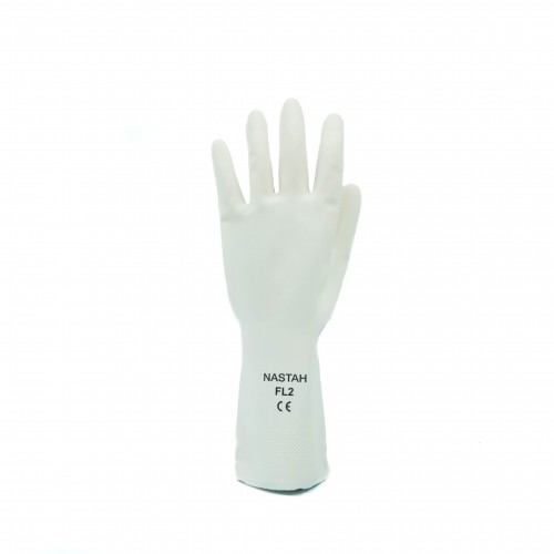 WFL2 White Household Natural Rubber Gloves 17 mil Thick 12" Long