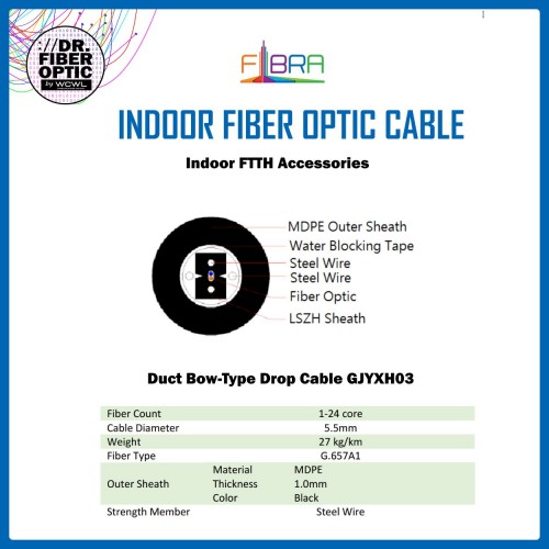 Indoor Fiber Optic Cable | Duct Bow‐Type Drop Cable GJYXH03