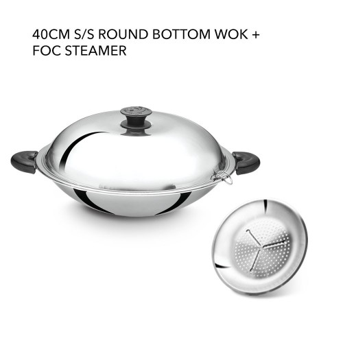 Buffalo 40cm Yadeng Series S/S Round Bottom Wok