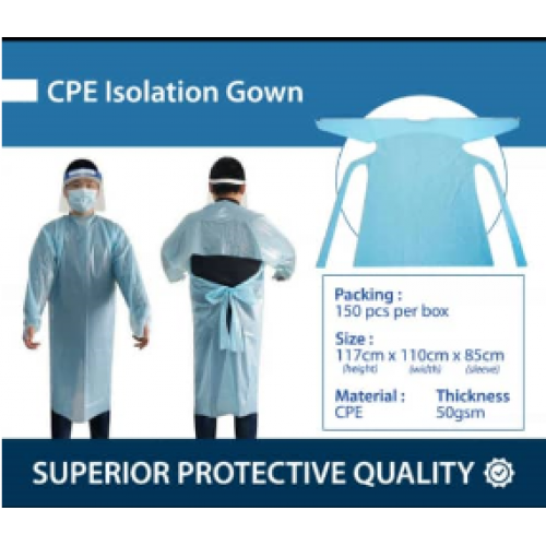 SPECIAL PRICE VISTAGE MEMBER Isolation Gown Coated PE 50gsm