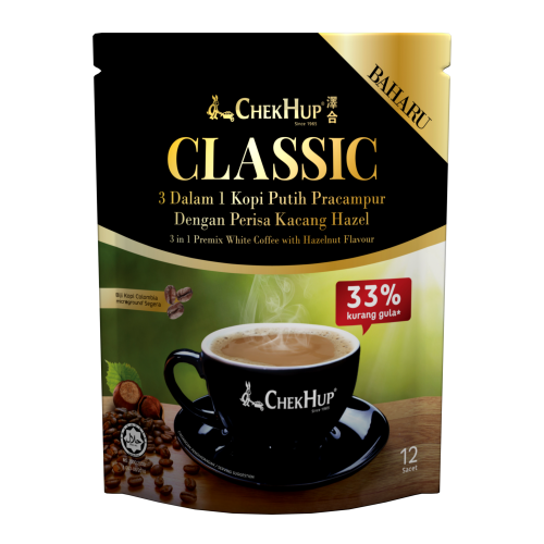 Chek Hup 3 in 1 Classic White Coffee With Hazelnut (37g x 12 sachets)