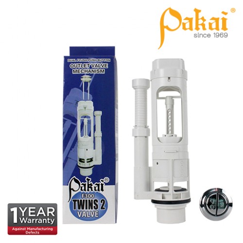Pakai Twins 2 Dual Flush Push Button Outlet Valve 50 mm F300 - Toilet Cistern Water Saving Dual Flush Push Button - Toilet Flush Parts - Quality Replacement Parts