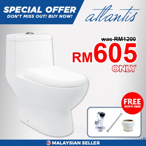 Atlantis Galati One Piece Wash Down Pedestal Water Closet AT-WC1008S